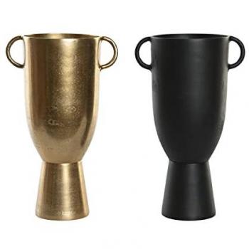 Jarrón DKD Home Decor 25 x 18 x 41 cm Negro Dorado Aluminio Moderno (2 Unidades)