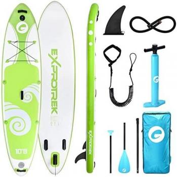 Tabla para Paddle Surf de Exprotrek, Tabla de Paddle Surf Hinchable, Set de Tabla para Sup, 8 Pulgadas de Espesor 200 KG MÁX, Verde