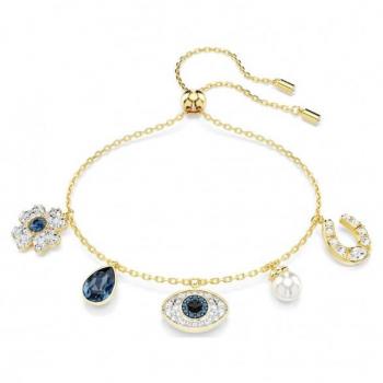 Swarovski Symbolica Women's Gold-tone Plated Bracelet with Clover, Evil Eye, and Horseshoe Symbols 5692162