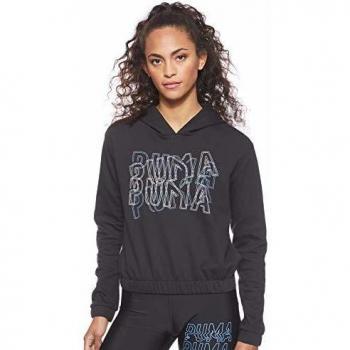 PUMA Feel It Hoodie Sudadera, Mujer, Black-Blue Glimmer, L