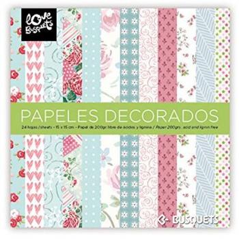 BUSQUETS - Papeles Decorados Scrapbooking 15x15 Color: Multicolor