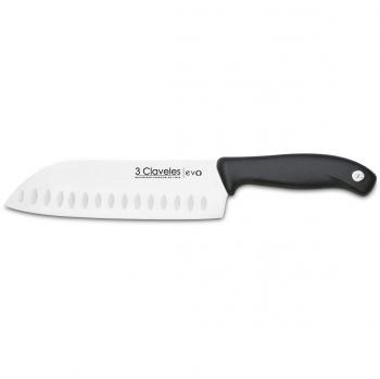 3Claveles Evo - Cuchillo Santoku alveolado, 18 cm, 7 pulgadas