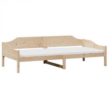 Estructura de cama individual de madera maciza de pino 90x190 cm en color marrón sin colchón