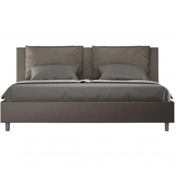 Cama tapizada Antea 200x200 cm en símil piel color capuchino sin somier
