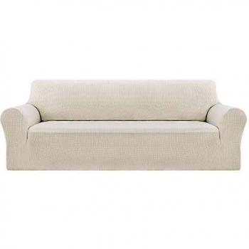 Deconovo Cubre de Sillón Funda para Sofá 3 Plazas Protector Elástica Blanco
