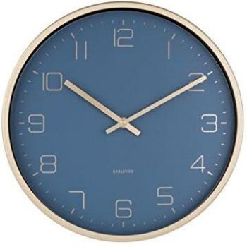 Reloj de pared Karlsson Elegancia Dorada, redondo, color azul