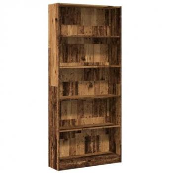 Estantería de madera de ingeniería color envejecido 80x24x176 cm