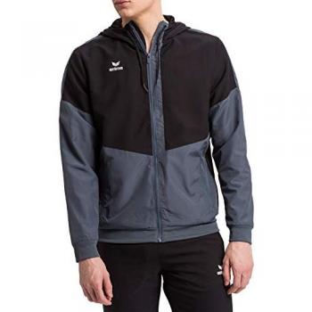 Erima Chaqueta Tracktop Squad - Chaqueta deportiva, material ligero y transpirable, diseño moderno con capucha, cierre de cremallera completa, bolsillos laterales con cremallera, puños y dobladillo ajustados, ideal