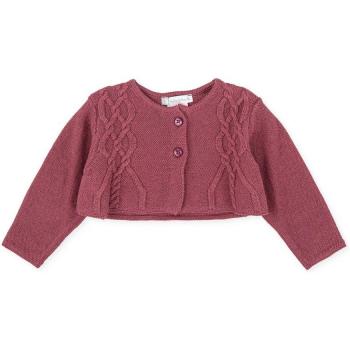 Chaqueta de bebé niña Tutto Piccolo en rojo burdeos con abertura y botones