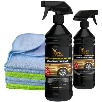 KING OF SHEEN, ULTRA NANO AVANZADO, LAVADO ECOLÓGICO SIN NECESIDAD DE UTILIZAR AGUA, CON CERA DE CARNAUBA,