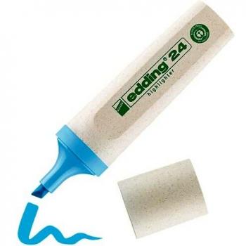 Lote de 10 marcadores fluorescentes Edding EcoLine 24 - Punta biselada - Trazo entre 2-5mm - Color Azul Claro