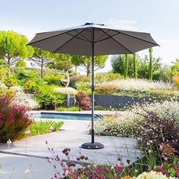 Parasol Inclinable de Aluminio Antracita con Diámetro de 3m y Tubo de 48mm con Manivela