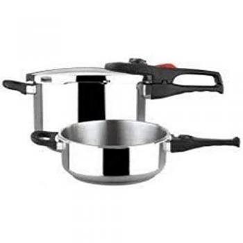 Magefesa® Practika Plus Olla a presión súper rápida de 4 y 6 litros, Acero Inoxidable 18/10, Apta para Todo Tipo de cocinas, inducción, Express, 5 Sistemas de Seguridad, Fondo Termo difusor