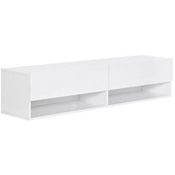 Mueble de TV de Pared Homcom Blanco con 2 Compartimentos y 2 Armarios Abatibles para Televisores de hasta 60 Pulgadas - Dimensiones 140x32x31 cm