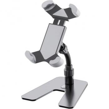 K&M 19756 Universal Desktop Smartphone Stand and Microphone Holder, Black