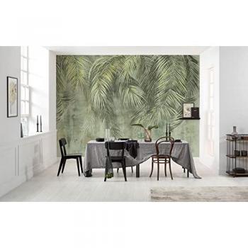 Papel Pintado No Tejido Komar Hojas de Palma, 350x250 cm, Verde/Grey