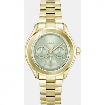 Reloj de mujer BOSS Lida 1502745 multifunción de acero dorado y esfera verde