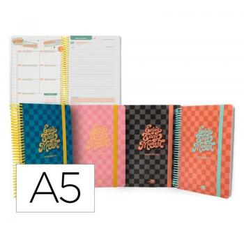 Agenda Escolar Liderpapel Curso 23-24 College Basic DIN A5 Bilingüe Día Página EspiralTapa Polipropileno Mod Surtido