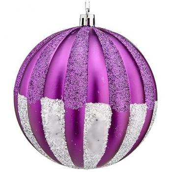 Bolas de Navidad 10 cm Morado Plateado PVC - Pack de 6 Unidades