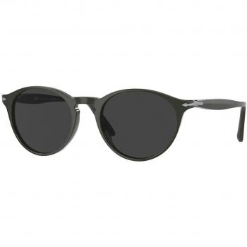 Persol PO3092SM Polarized Round Sunglasses for Men - Green Grey Plastic