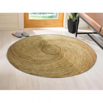 Alfombra Redonda de Yute 100% Trenzado en Espiral Natural D. 200 cm KESIA