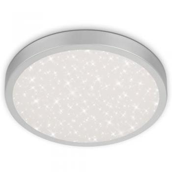 Plafón LED Runa 24W con Decoración de Estrellas, Luz Neutra, Color Plateado, 38 x 5 cm
