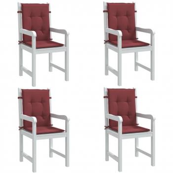 Cojines de silla de respaldo bajo 4 piezas vino tinto tela mélange