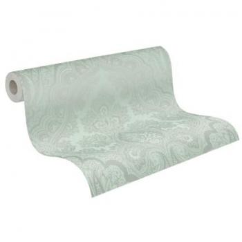 Papel Pintado Vliestapete Mi Hogar Mi Spa, Diseño Barroco Ornamental con Brillo, Fondo Liso Mate, 0.53 x 10 m, 5.33 m²