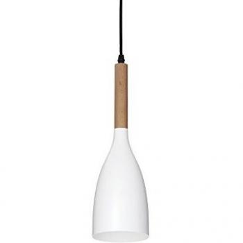 Lámpara colgante Manhattan blanca con detalles de madera