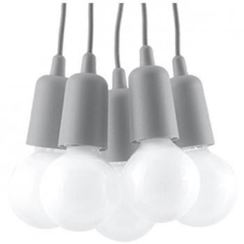 Lámpara de Techo Diego 5 Gris E27 PVC Colgante con 5 Bombillas LED Suspendida