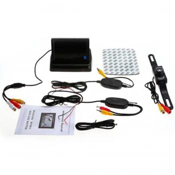 4.3 TFT LCD plegable Monitor + transmisor + 7 LED cámara de ancho de pantalla automático inalámbrico aparcamiento retrovisor