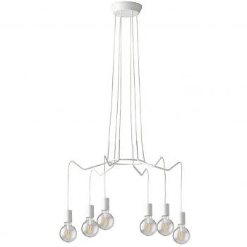 Lámpara colgante Habitat Blanco 120 Cm, Lámpara colgante de alambre para colgar 6 luces, color blanco, casquillo E27