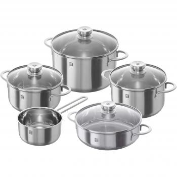 Zwilling 40110-009 Nova - Batería de cocina, set de 5 piezas, Acero inoxidable, Apto para todo tipo de cocinas, incluída inducción
