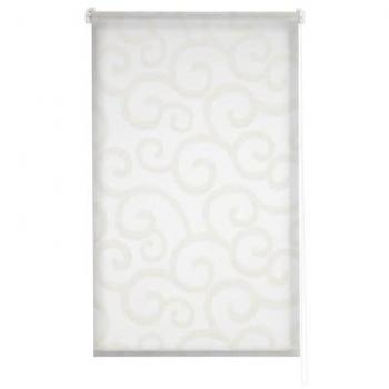 Estor Enrollable Translúcido Jacquard Modelo Ornella - 150 x 255 cm - Color Blanco/Beige - Fácil Instalación Pared o Techo