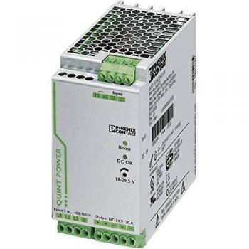 QUINT-PS/3AC/24DC/20 - DC-power supply 400...500V/24V 480W, Phoenix Contact QUINT-PS/3AC/24DC/20 Rail mounted PSU (DIN) 24