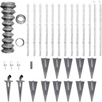 vidaXL Malla metálica de Acero galvanizado con Dispositivos de Anclaje para Postes, 25 x 0,8 Metros