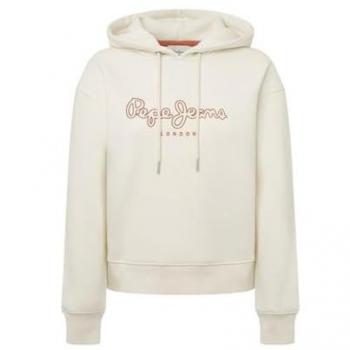 Frida Hoodie Mousse White XS - Women's Casual Cotton Sweatshirt by Pepe Jeans