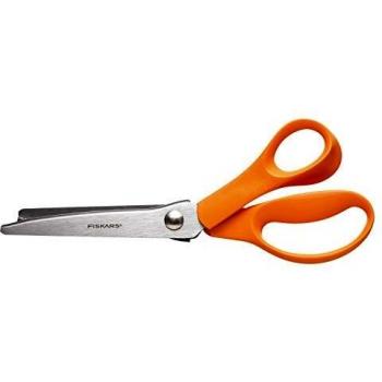 Fiskars Tijeras dentadas, Longitud: 23 cm, para diestros, Hoja de acero inoxidable/Mangos de plástico, Naranja, Classic, 1005130