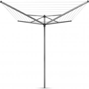 Brabantia Topspinner Tendedero de Jardín con Soporte para Tierra, Acero Inoxidable, Gris Metalizado, 40 m de cuerda