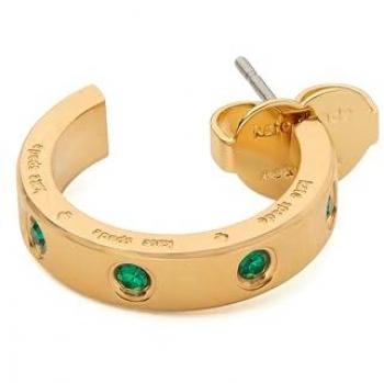 Kate Spade New York Gold Tone Green Crystal Huggie Hoop Earrings