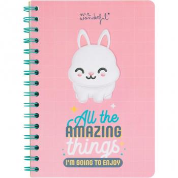 Libreta A5 Conejo 3D Mr Wonderful - All the amazing things I'm going to enjoy, tamaño 14x21x1 cm