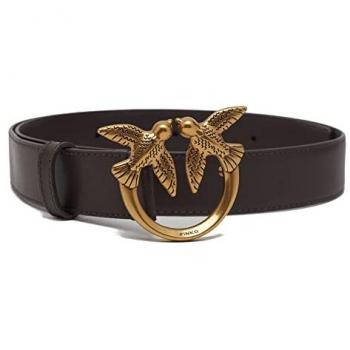 PINKO Love Birds Black Leather Belt - Size: L - Female