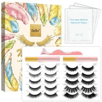 EYEKESHE Pestañas Postizas Magneticas Naturales Incluir Delineador de Ojos y Rizador de Pestañas, Cómodo Impermeable Reutilizable, Adecuado para Maquillaje Carnaval, Boda, Fiesta