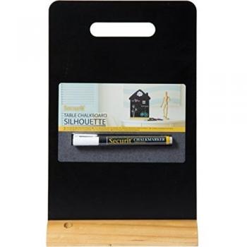 SECURIT – Pizarra (Incluye rotulador de Tinta Blanca Carry Junta – Base de Madera, Incluye rotulador de Tiza líquida, Madera, Negro, 24 x 21 x 7 cm
