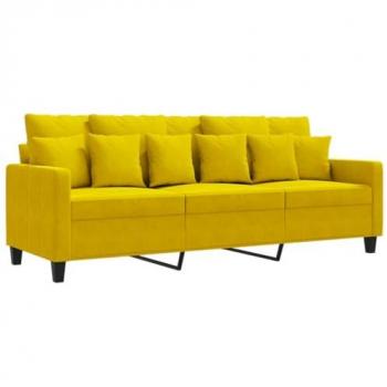 Sofá de 3 plazas terciopelo amarillo 180 cm