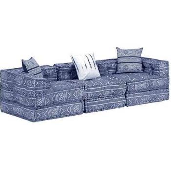 vidaXL Sofá cama modular de 3 plazas tela azul