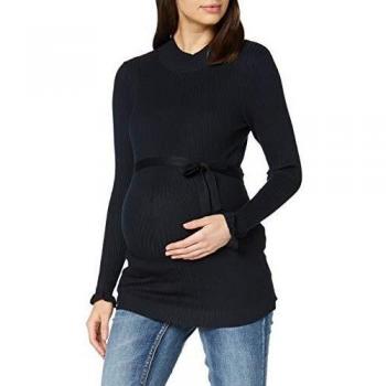 MAMALICIOUS MLZOEY L/S Knit Top Camiseta de Manga Larga premamá, Azul