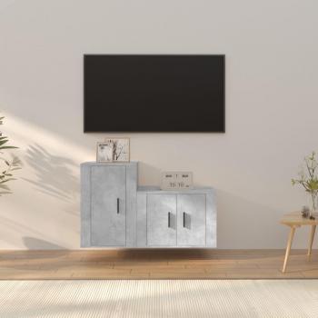 Set de muebles para TV 2 piezas madera contrachapada gris hormigón vidaXL