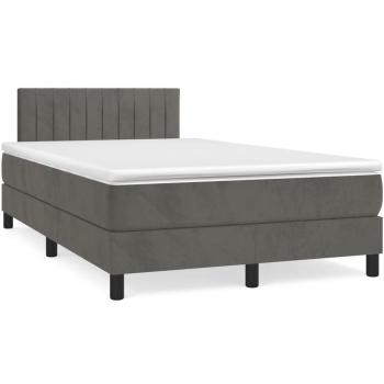 Cama box spring con colchón terciopelo gris oscuro 120x190 cm
