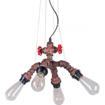 Lámpara colgante industrial y retro Manila Rusty 4 luces, E27